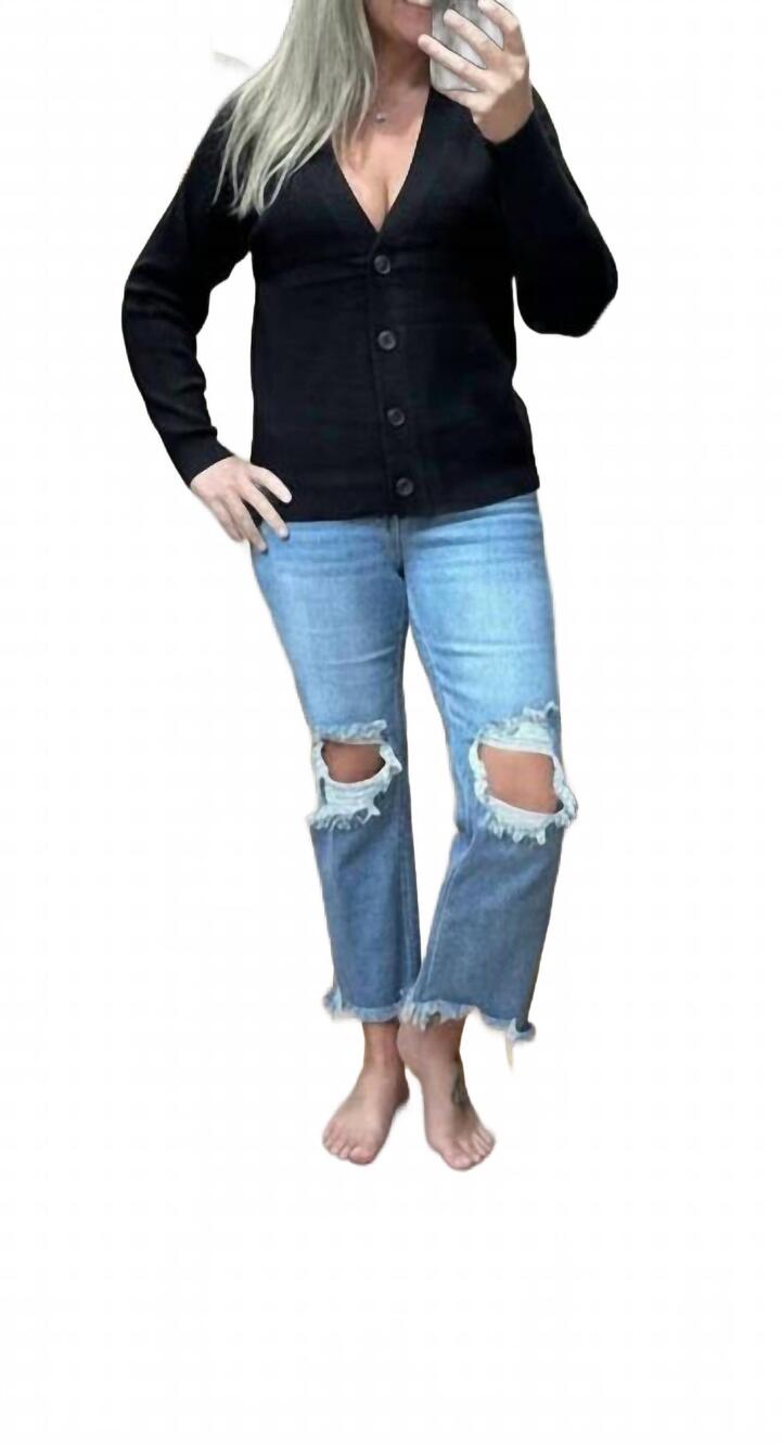 NEW ZENANA viscose sweater cardigan in black